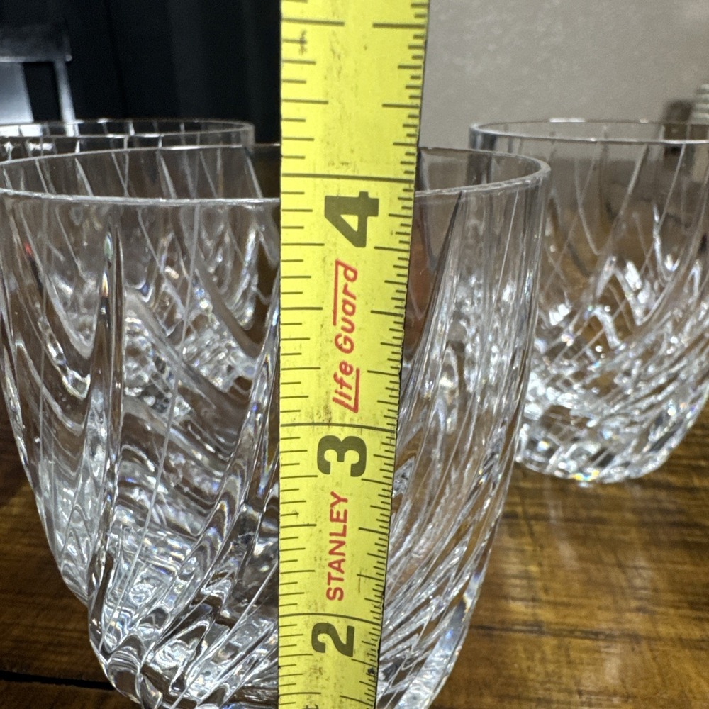Set of 4 Retired MIKASA Swirl Cut Crystal Double Old Fashioned Glasses Germany - Picture 6 of 7